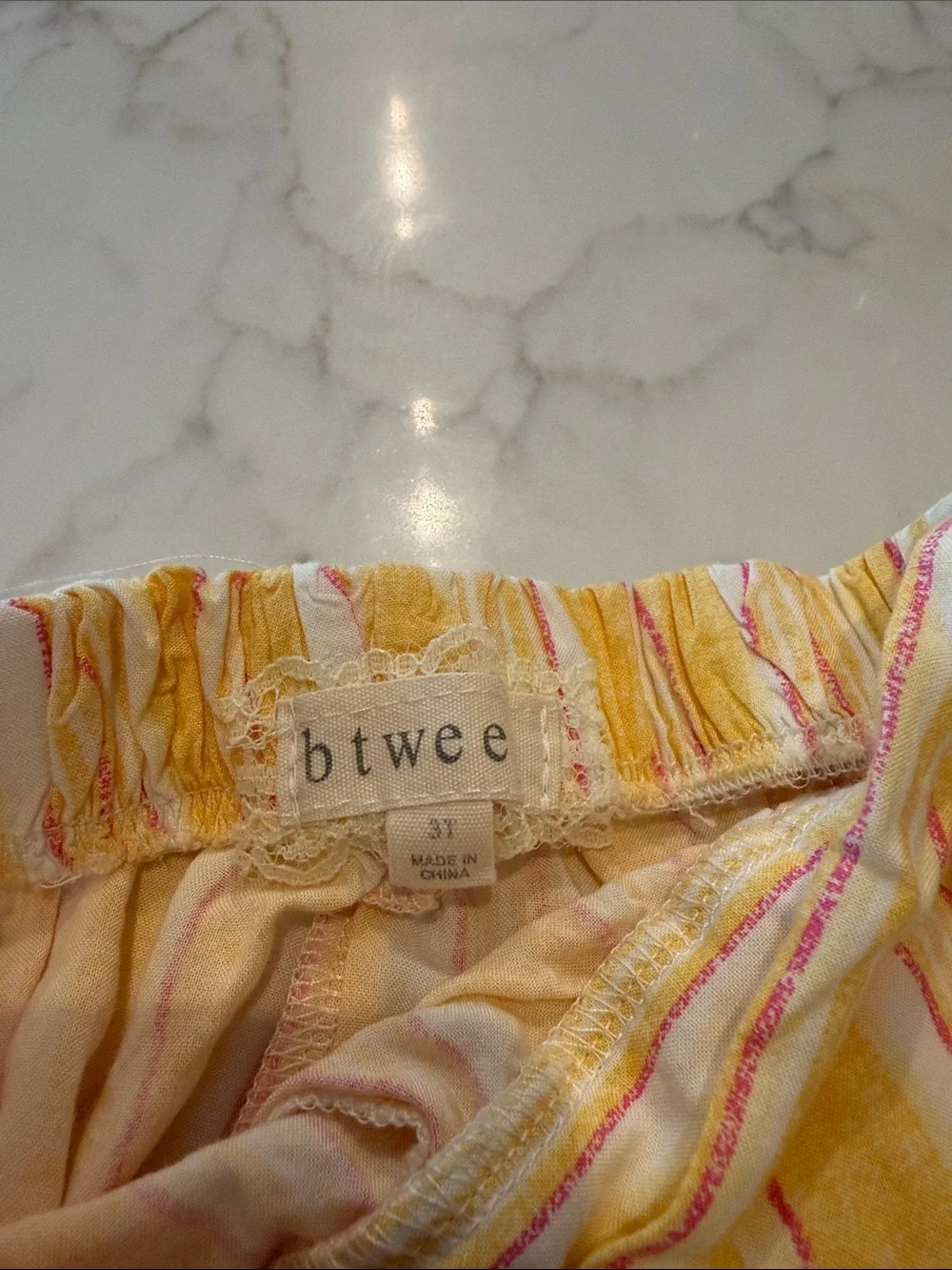 btween Yellow & White Striped Girls Pajama Set